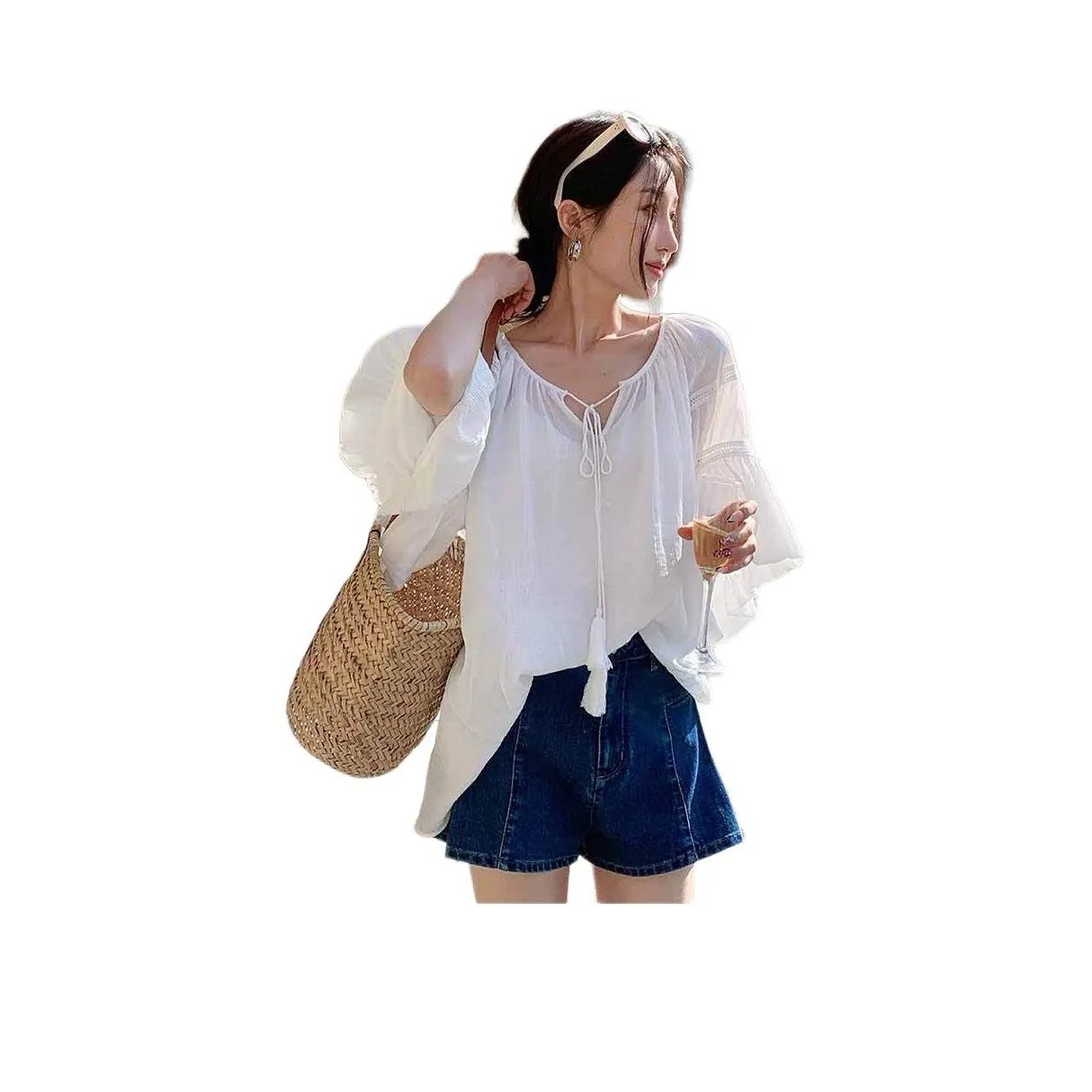 NANING9 Рубашка Женская Айвори Белый