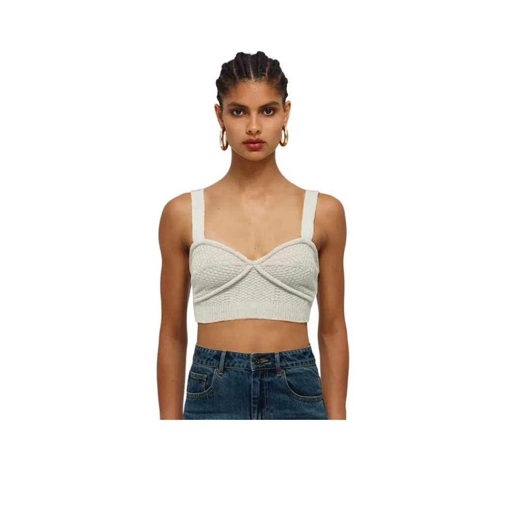 Self Портрет Топ на бретелях Женские Айвори Белый