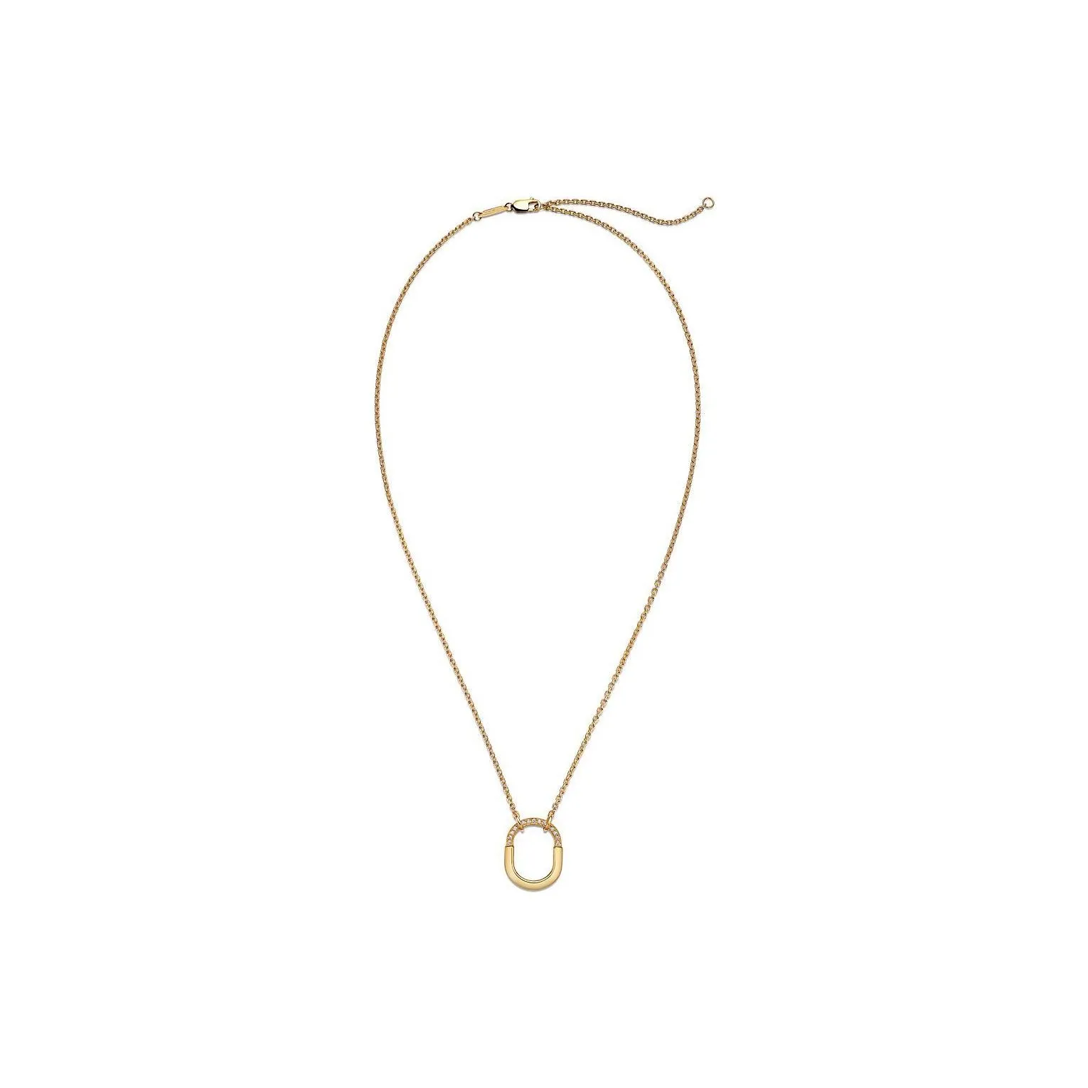TIFFANY & CO. Lock Diamond Necklaces Unisex Gold