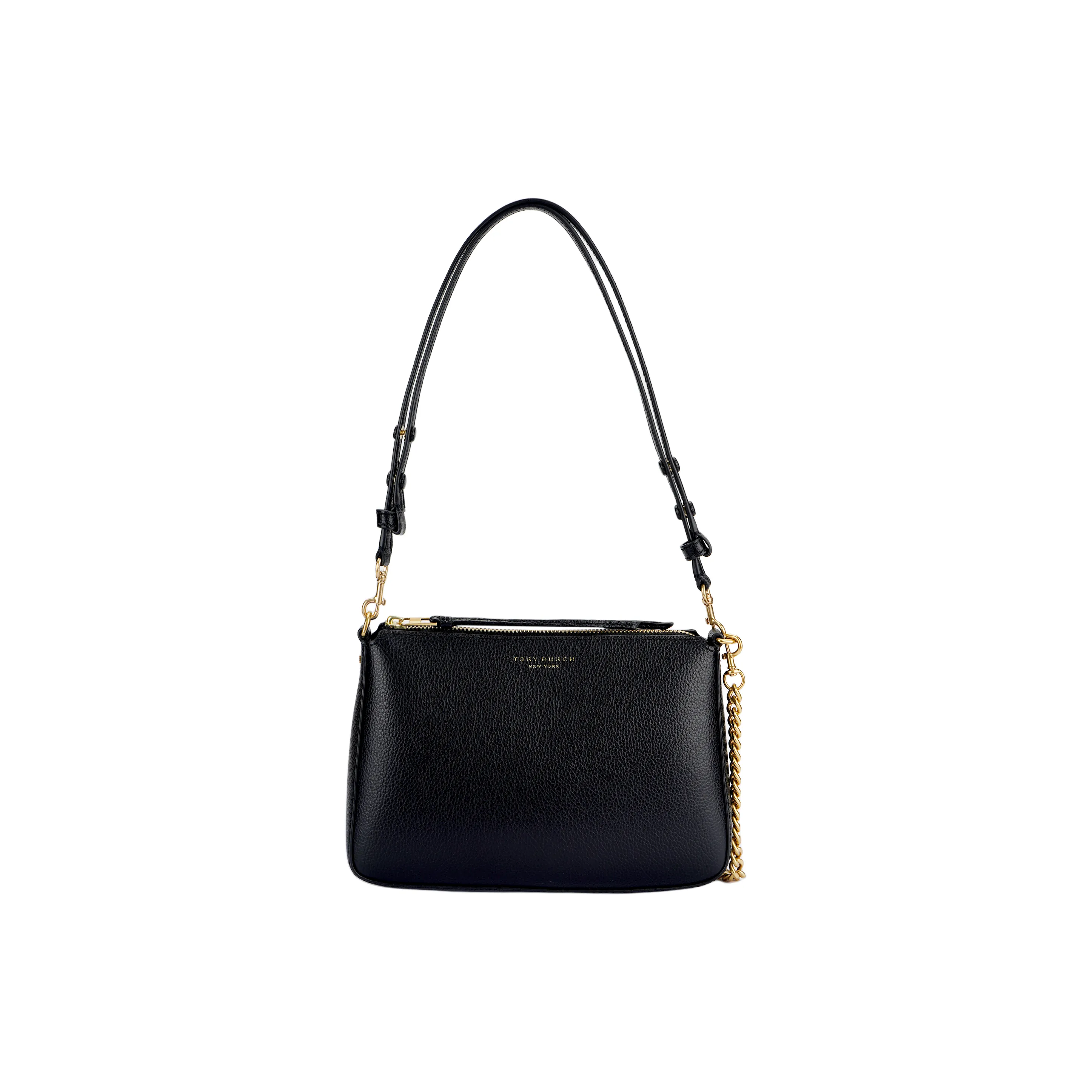 TORY BURCH Perry Leather Shoulder Bag Trumpets Women's Black