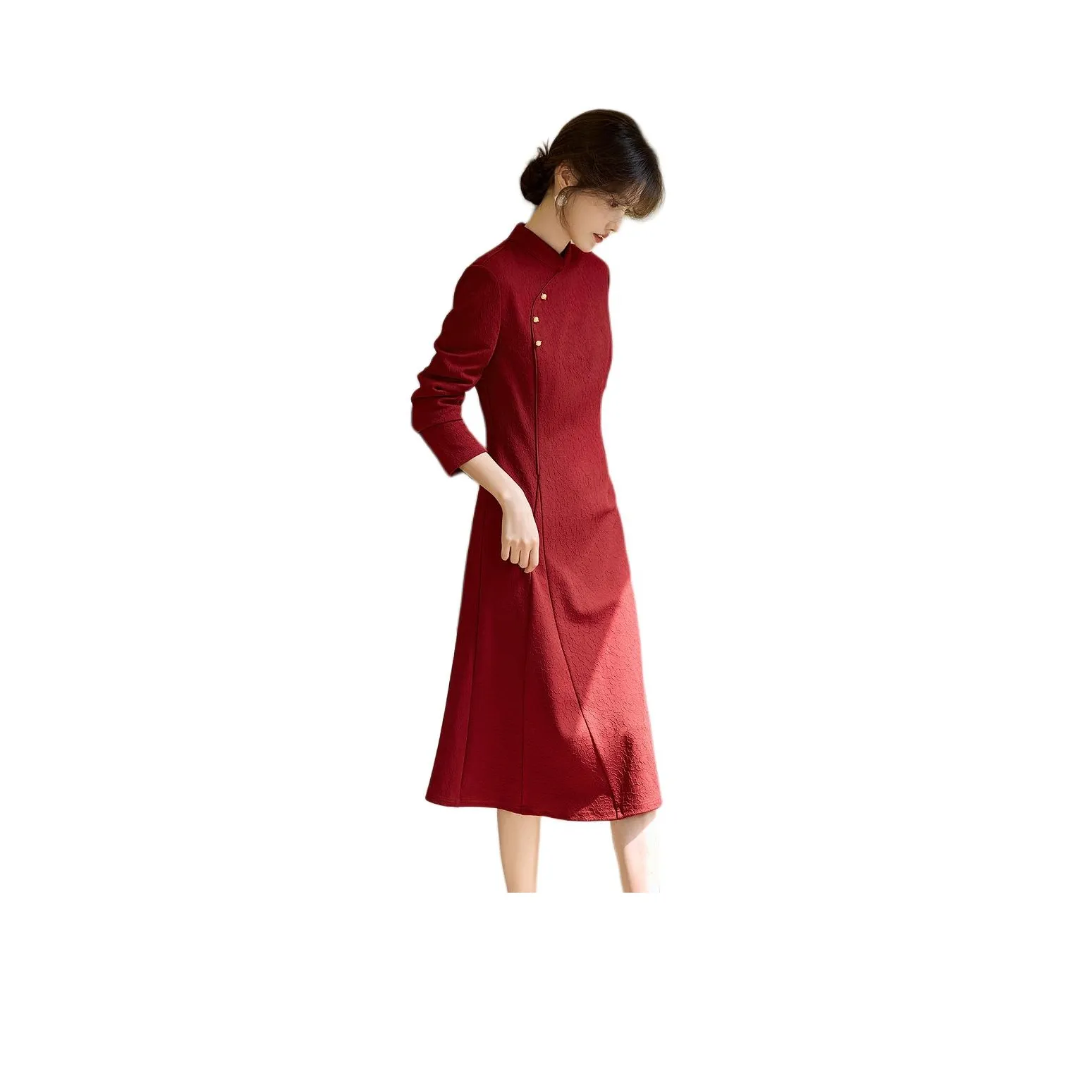 XWI Long Sleeved Dress Women's Dark Red