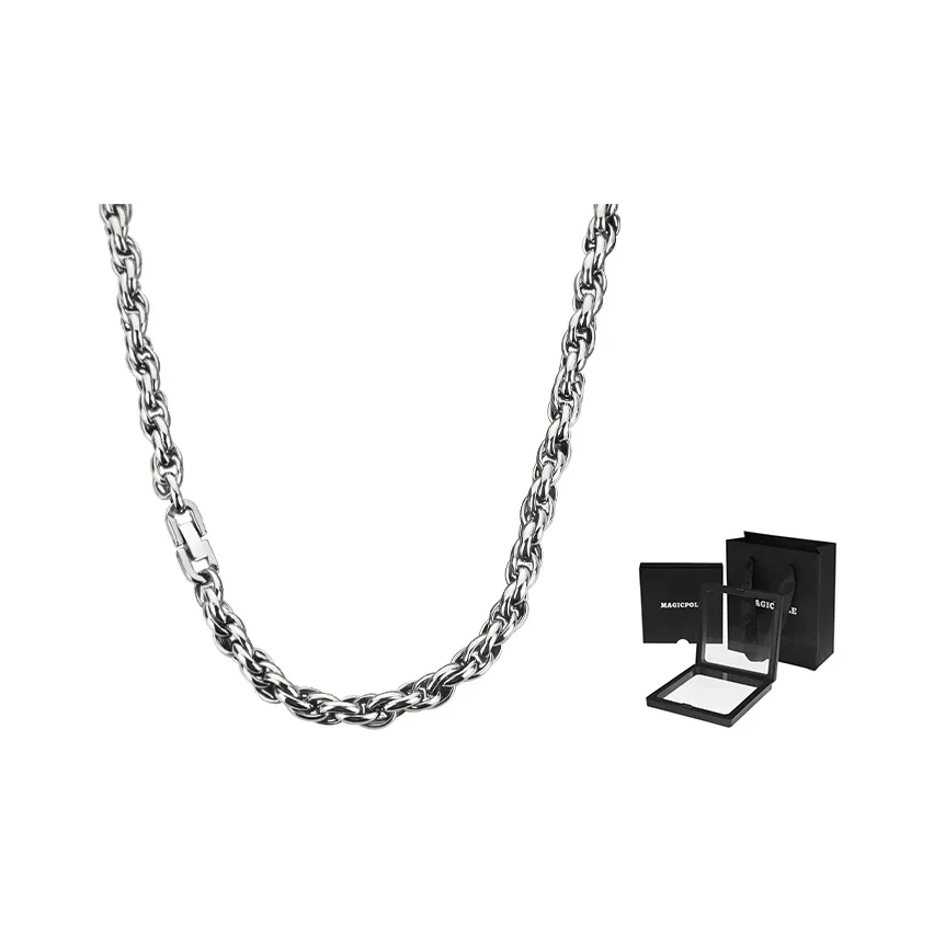MAGICPOLE Титановые стальные ожерелья унисекс серебряные