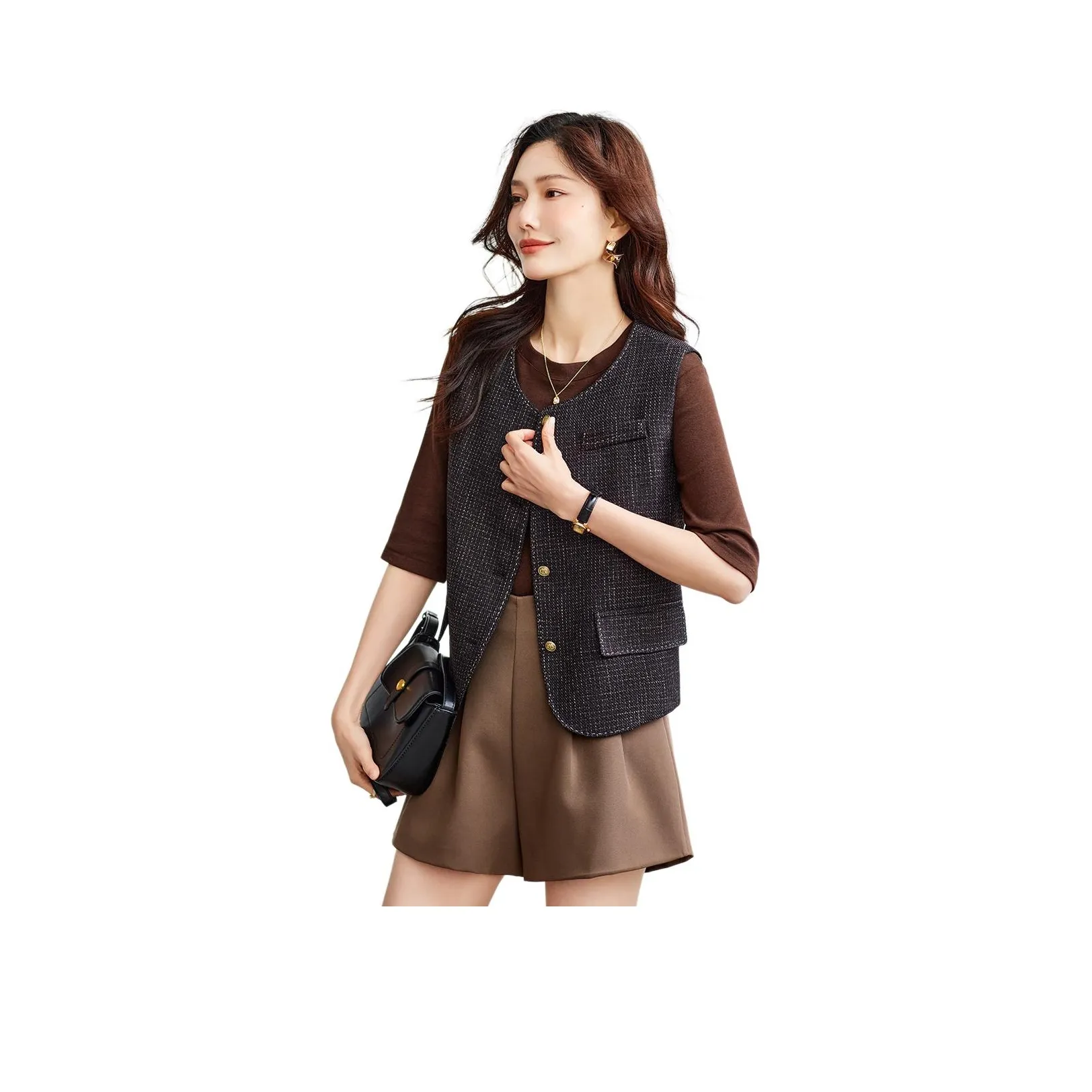 TERRE BLEUE Spring, Fall Vest Loose Fit Women's