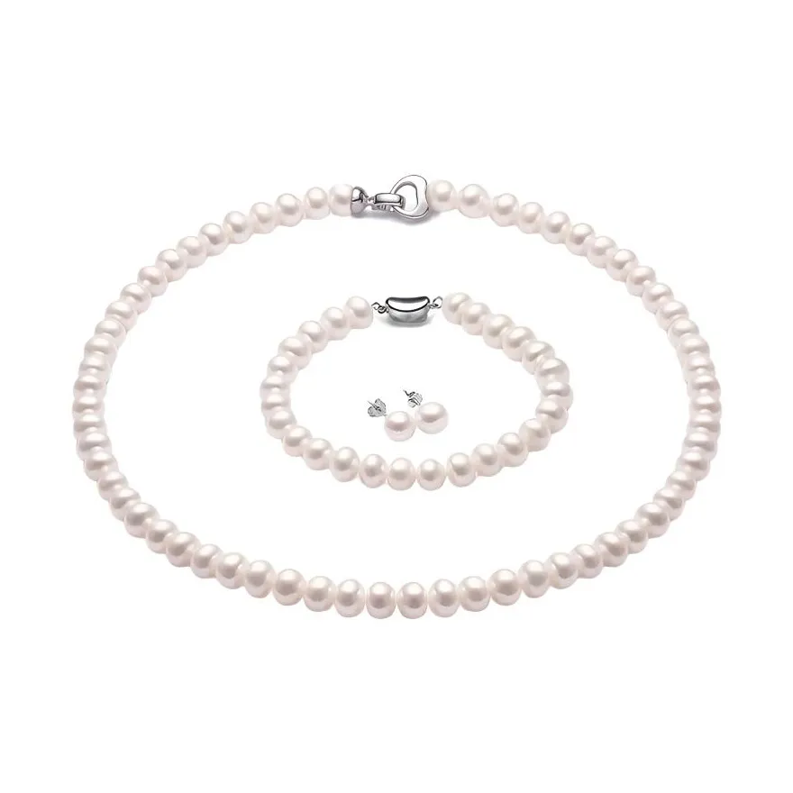 Beth Jewelry Pearl Necklace, Stud Earrings, And Bracelet Set Women's