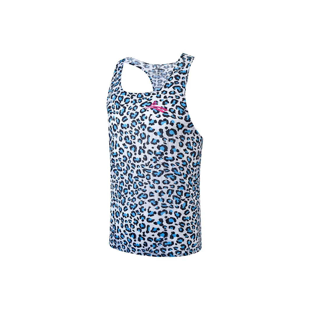 Volanti Cheetah 5,0 Бег Майка Унисекс Синий Леопардовый принт