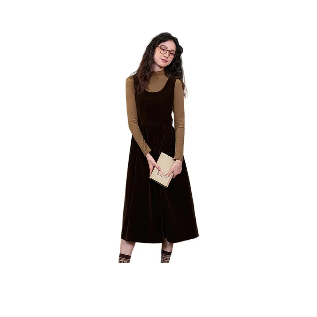 ZIHAN Без рукавов Платье Женское Зимнее Груша Зеленый