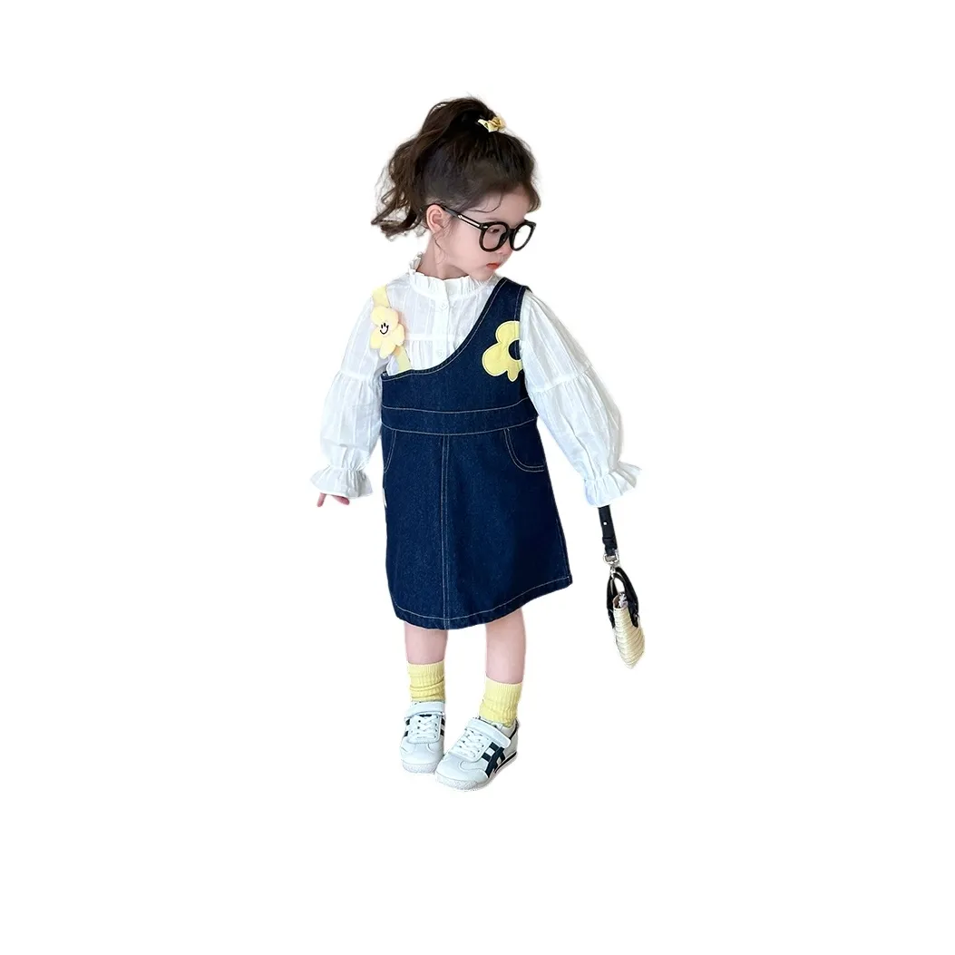 Детский комплект Aisina для детей 3-7 лет юбка комплект одежды белый топ + синие низы