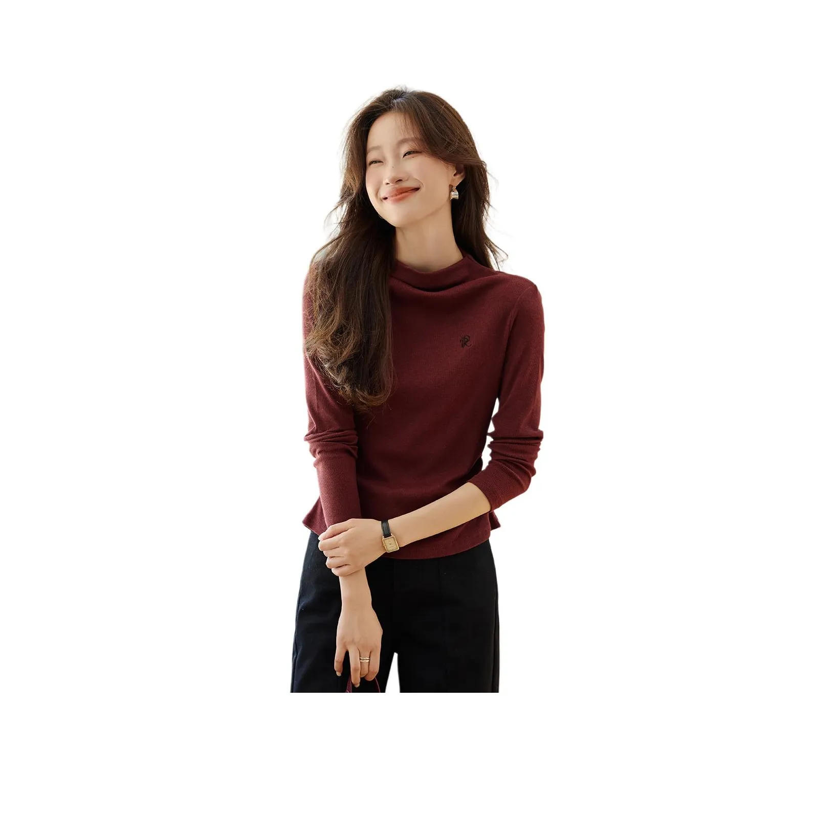 Mo Han Yi Mei T Рубашка Женская Темно-Красная