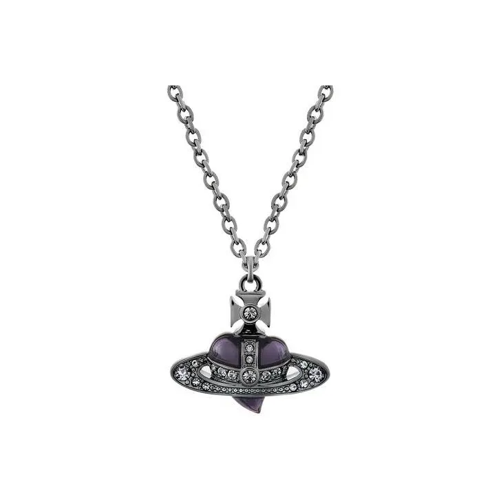 Vivienne Westwood Diamond Necklaces Unisex Gunmetal Gray