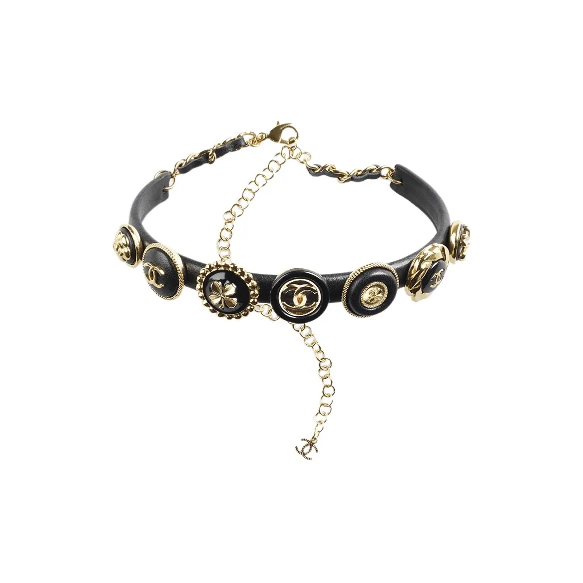 CHANEL Necklaces Women's Black Gold