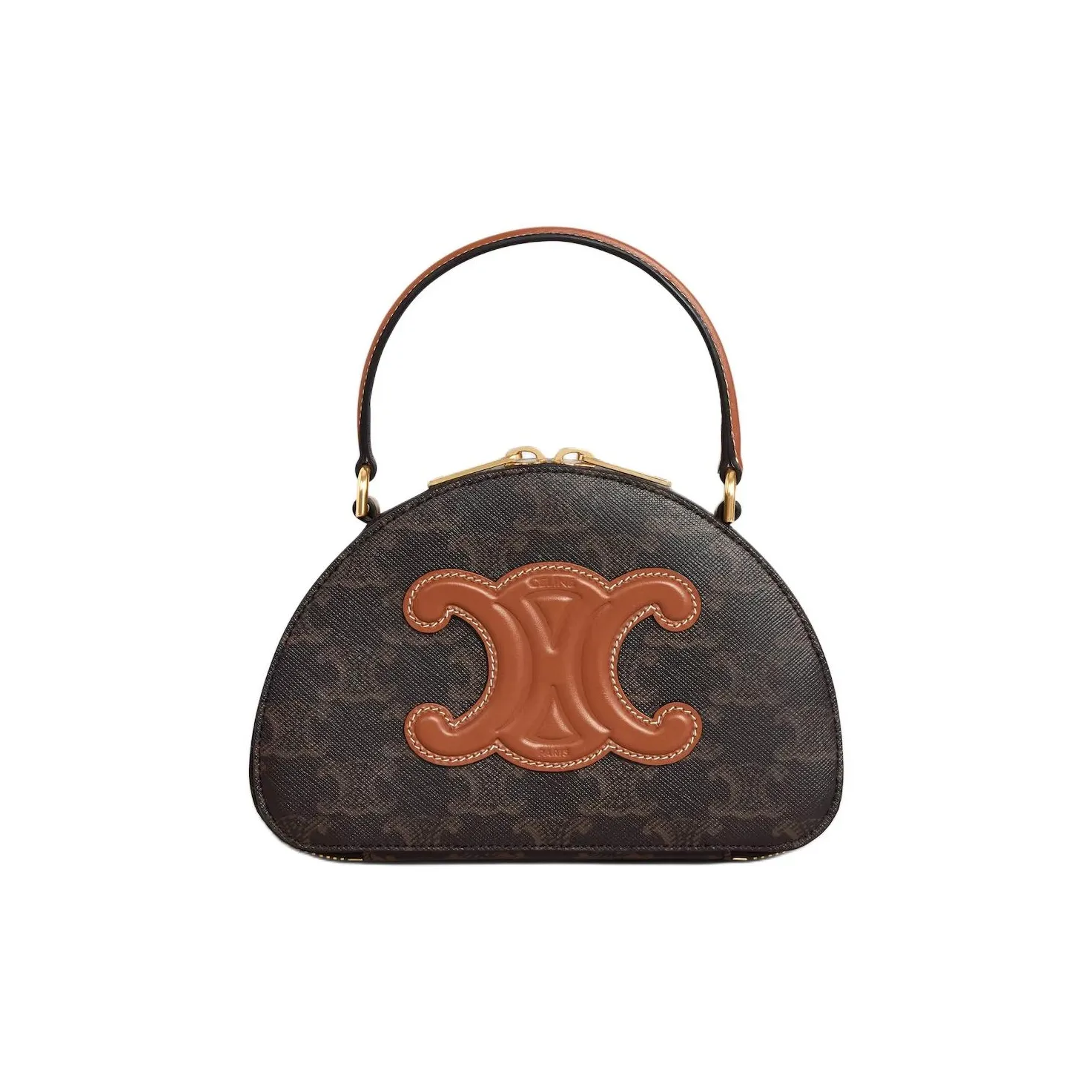 CELINE Cow Leather Crescent Bag Shoulder Bag Crossbody Bag Handbag Regular Women's Tawny