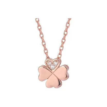 Muyan S925 Silver Heart Four Leaf Clover Necklace Women's