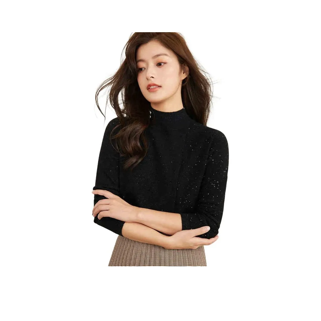 MIHUANG Трикотаж Женский Черный С блестками