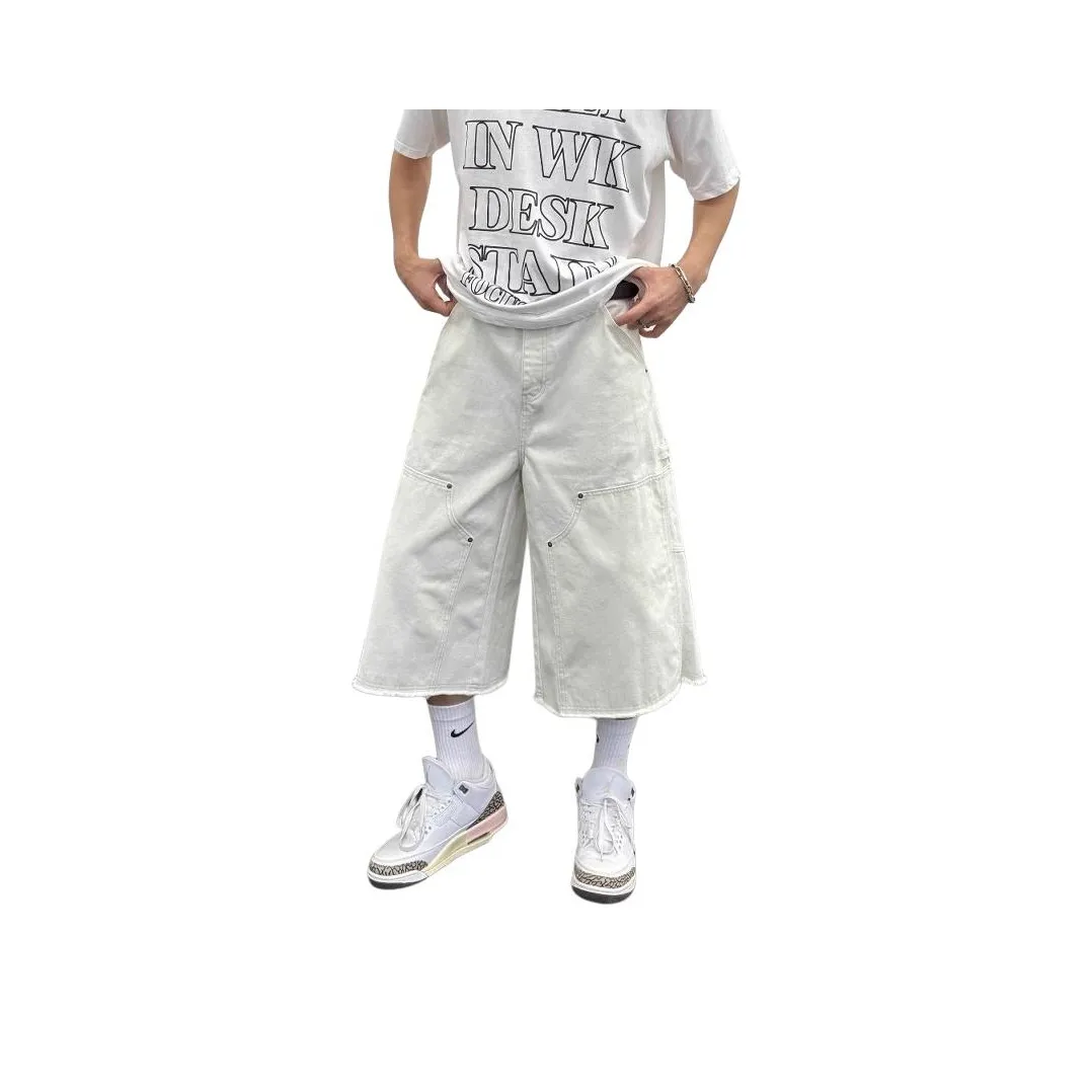 MORii Белые унисекс джинсовые шорты