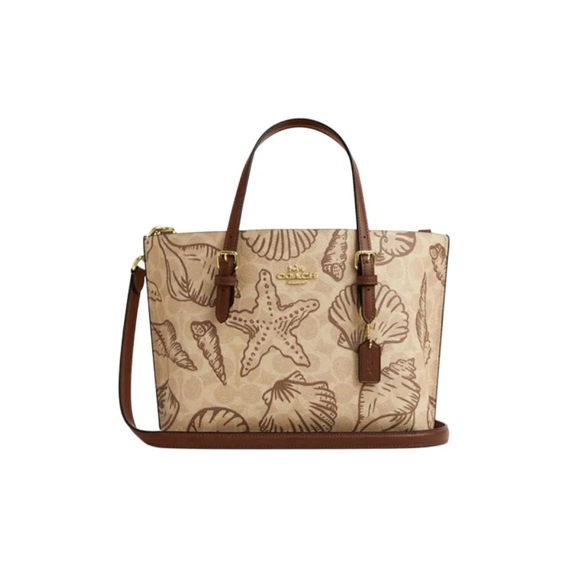 COACH Mollie Искусственная кожа Тоут Сумка Сумка для покупок Сумка через плечо Сумка среднего размера Женская Песочно-желтая