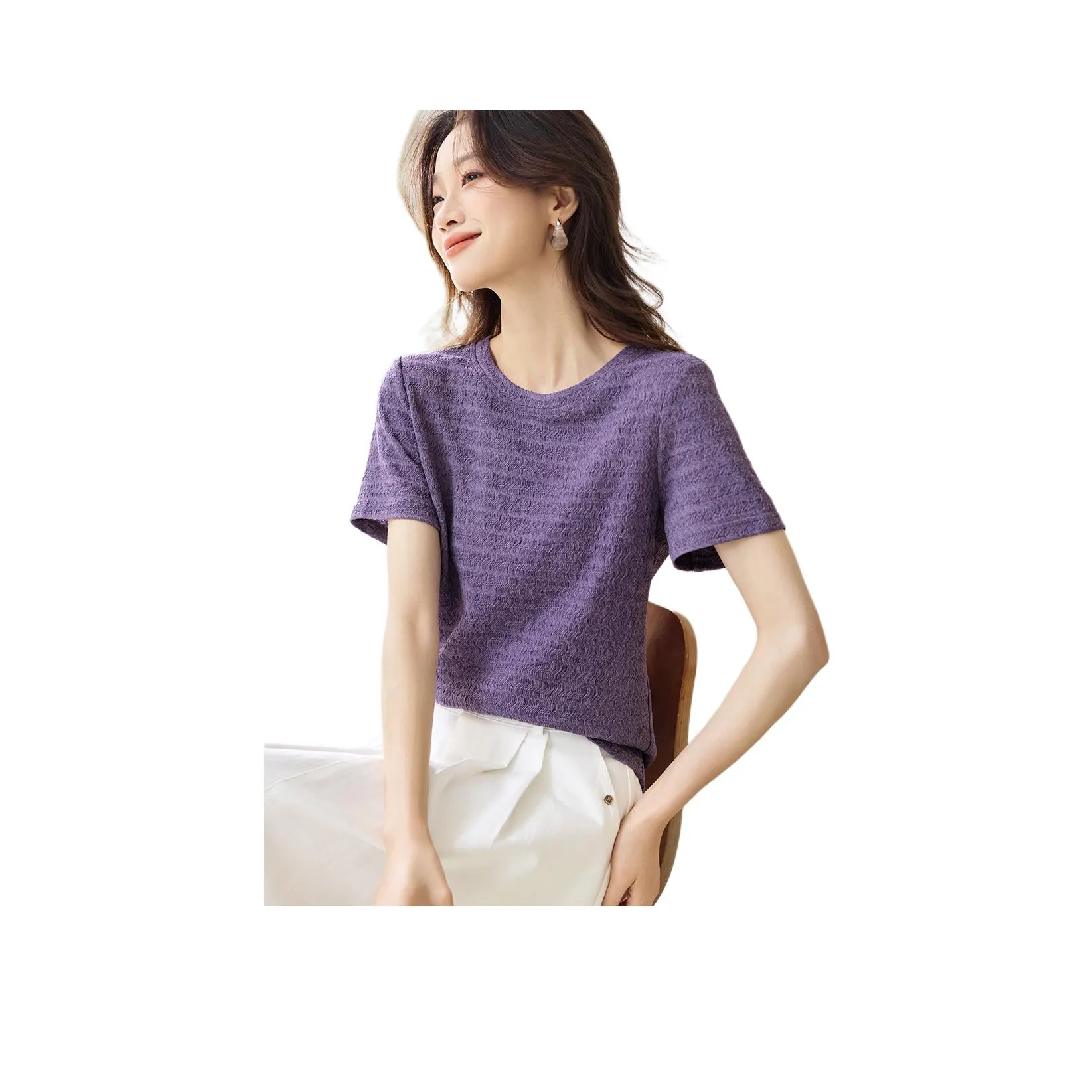 Mo Han Yi Mei Стандартная T-рубашка Женская Фиолетовая