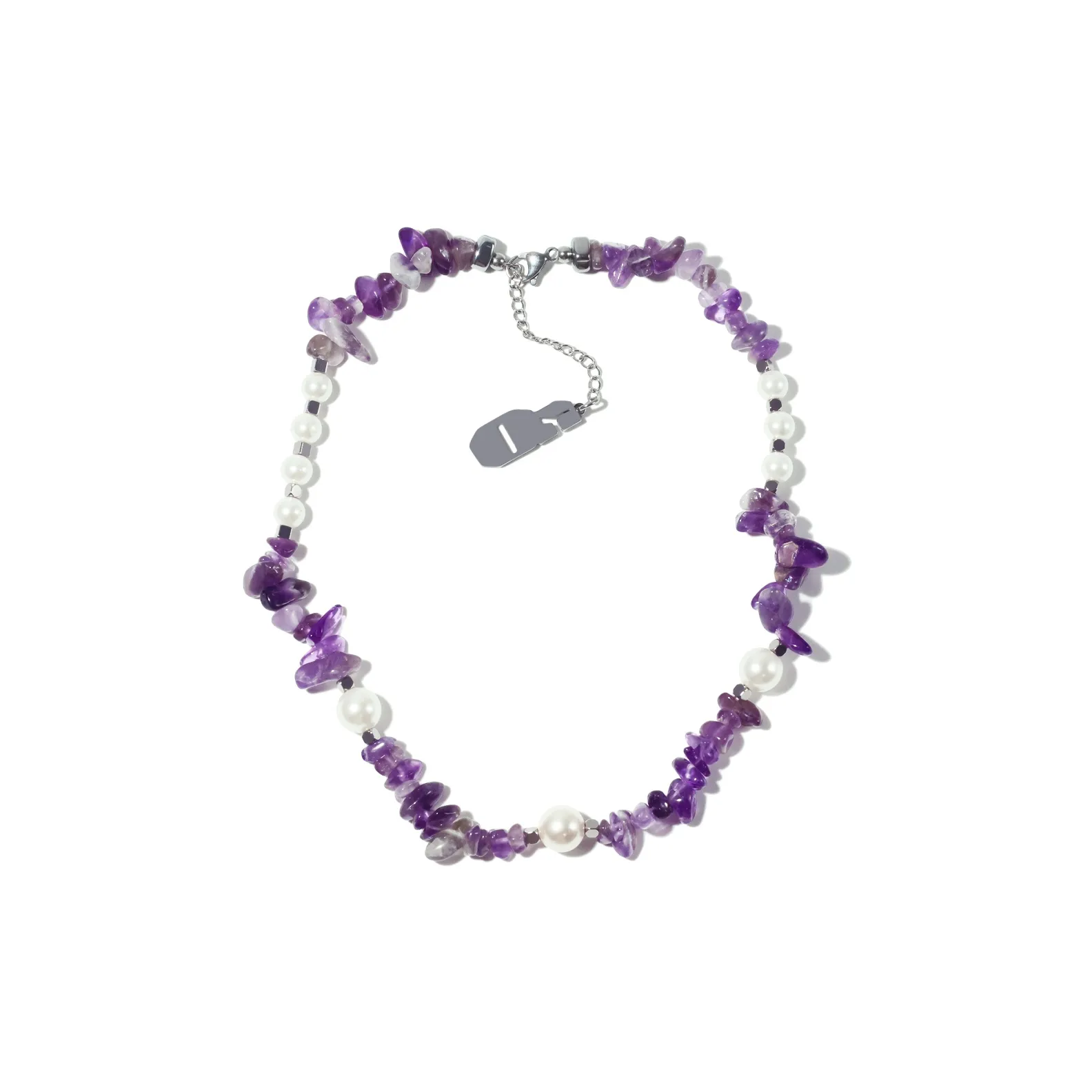 Get'em ON Фиолетовый Галька Белая Раковина Бусина Ожерелье Унисекс