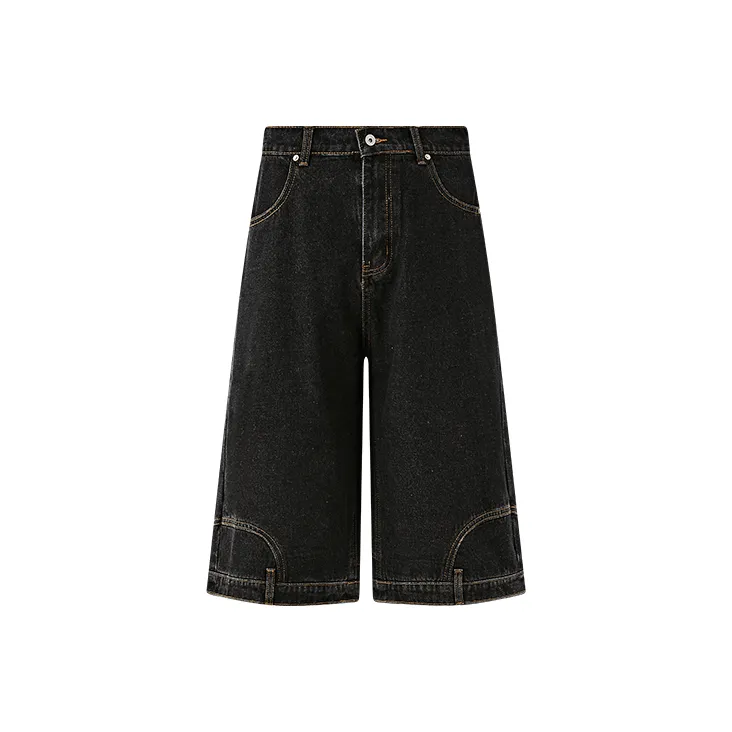 KREATE DENIM Washing Process Series Straight Fit Denim Shorts 7/8 Length Unisex