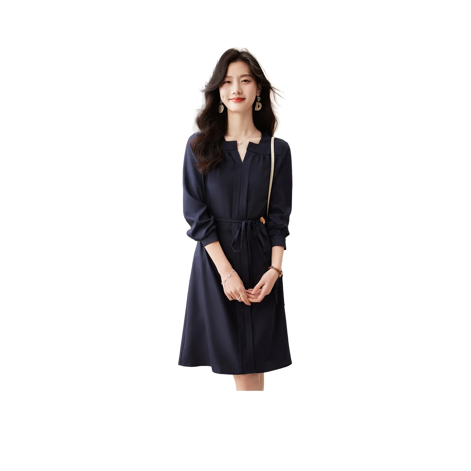CARBAMMI Long Sleeved Dress Women's Navy Blue