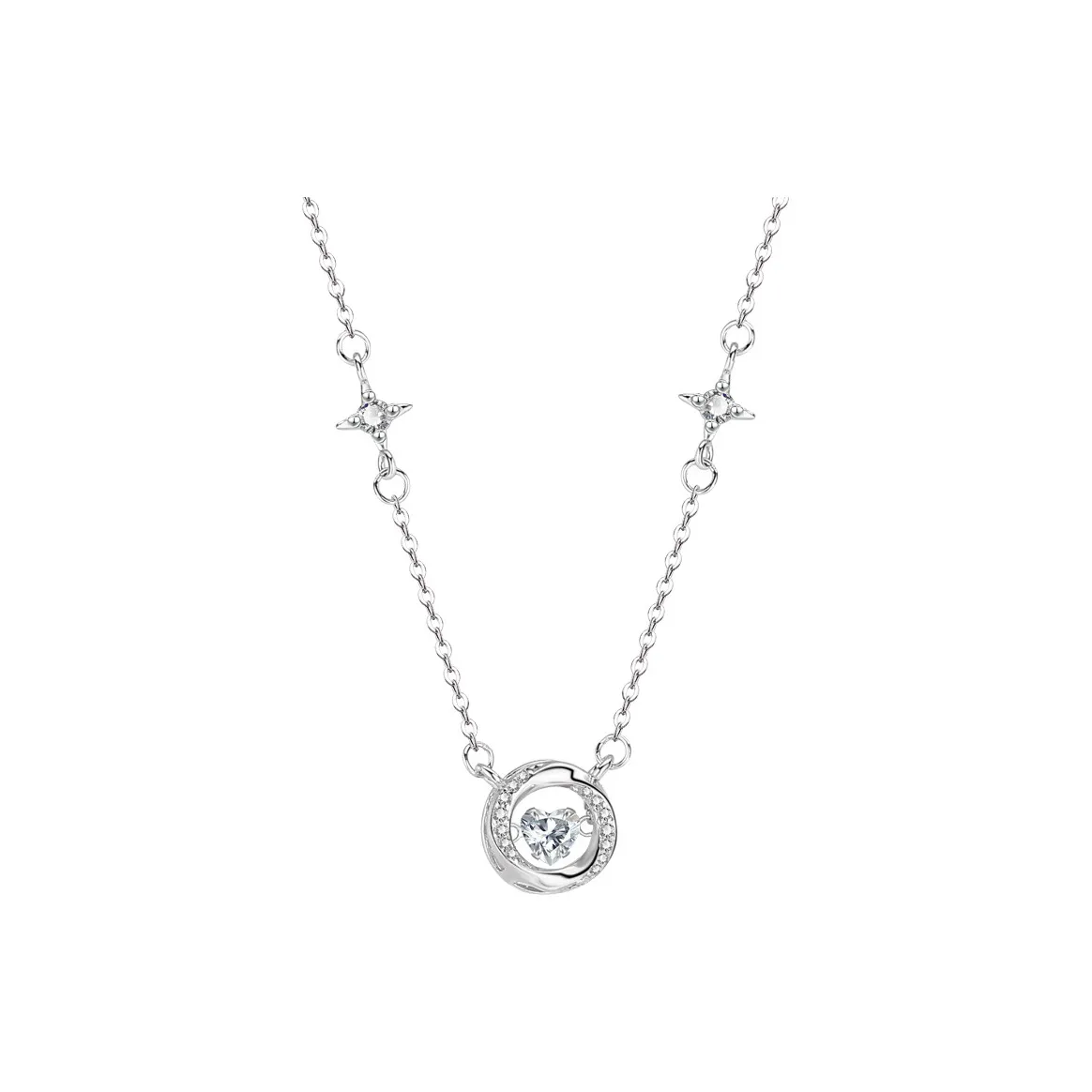 CHIC-ZONE Niche Light Luxury Dazzling Heart Classic And Versatile Collarbone Chain Necklaces Women's