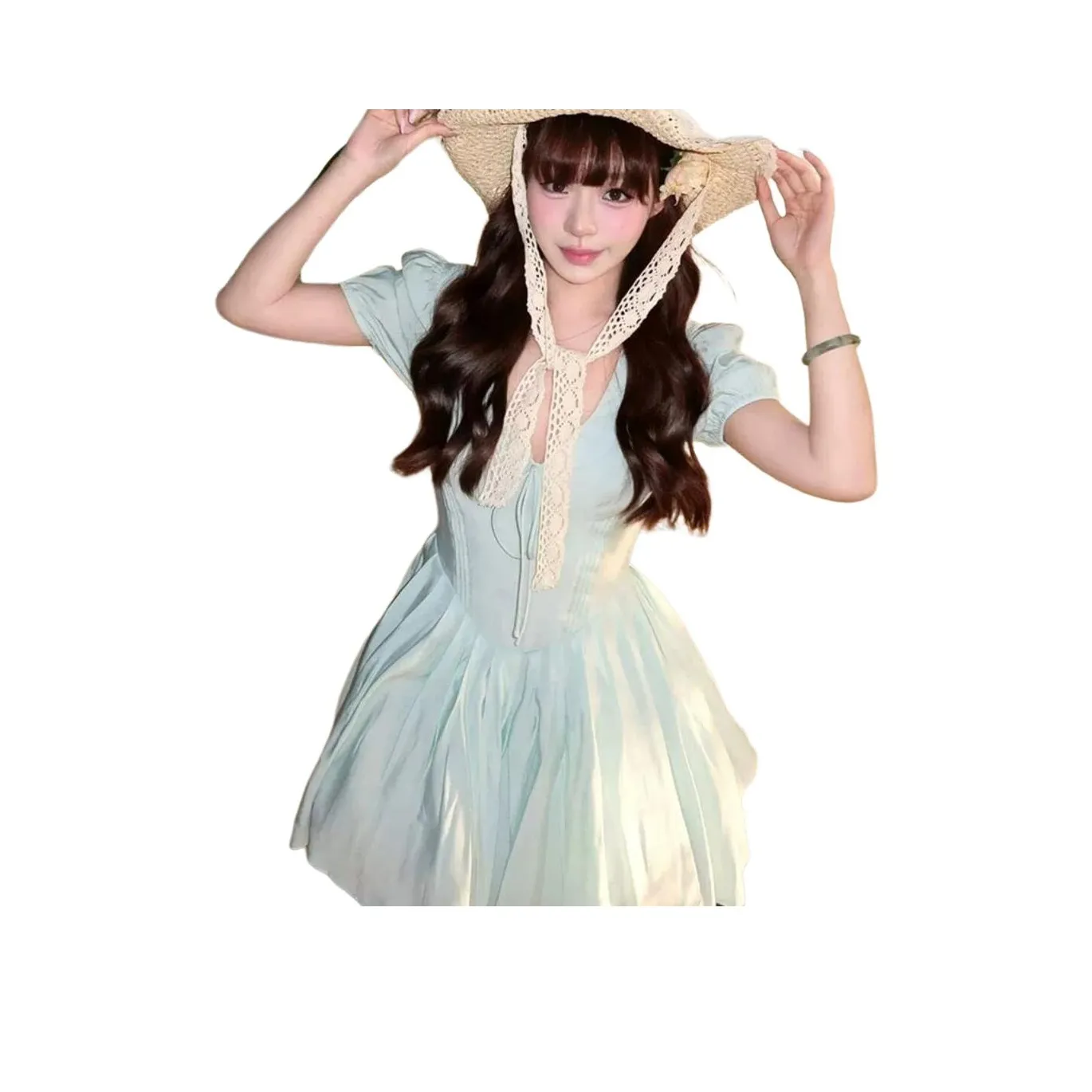 AURORA MUSE Короткий рукав Платье Женское Зеленое