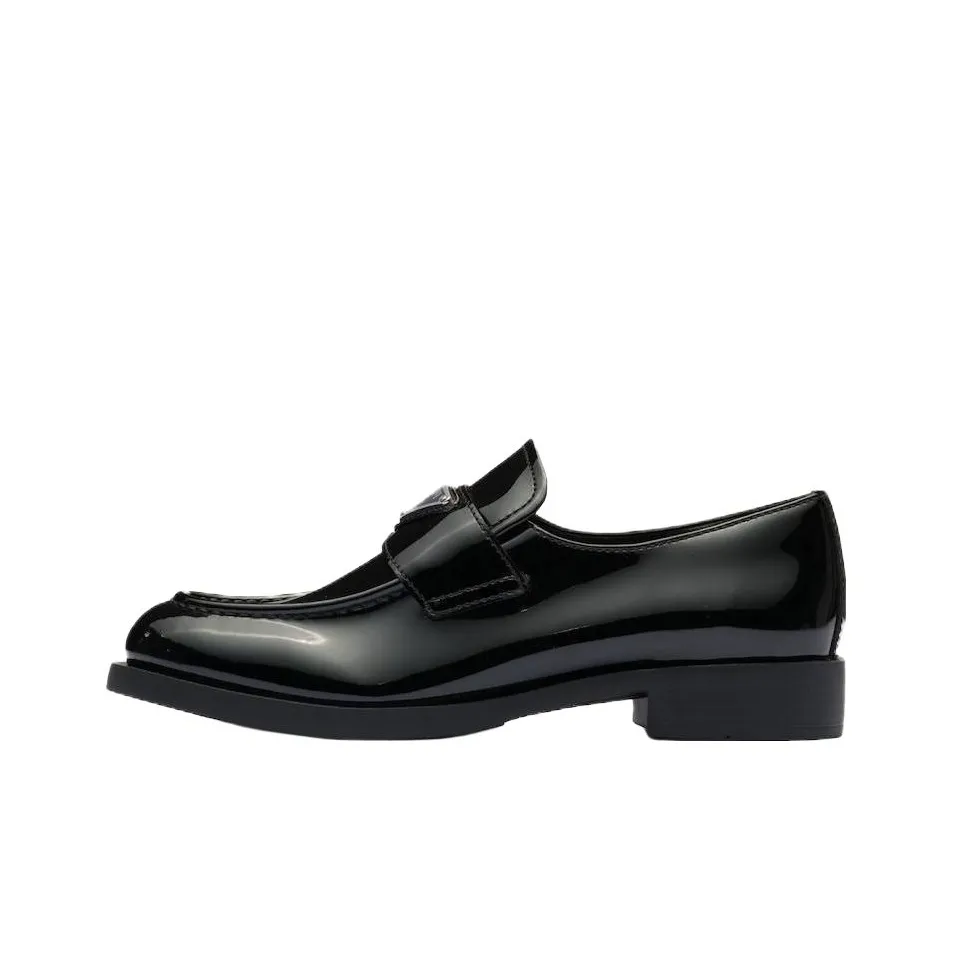 PRADA Triangle-logo Leather Loafers