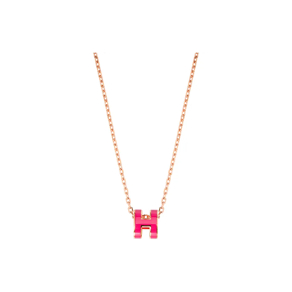 HERMES POP H Collection Gold Plated Necklaces Women's Chain Rose Gold