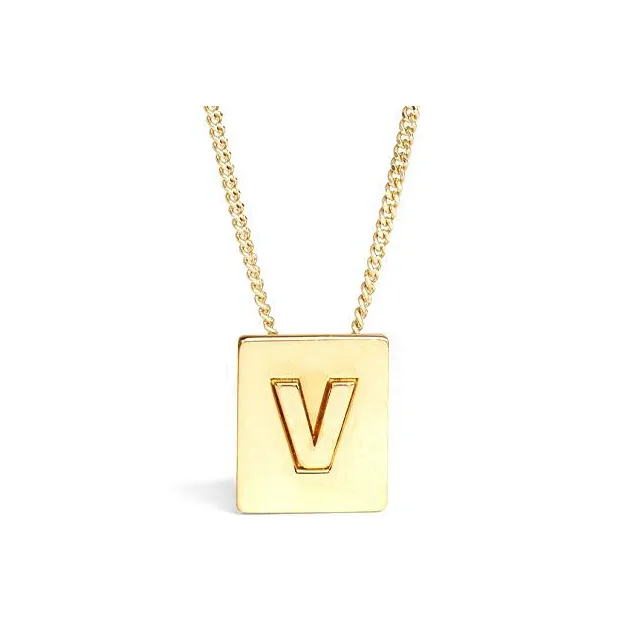 CELINE Alphabet V Necklace In Brass With Gold Finish