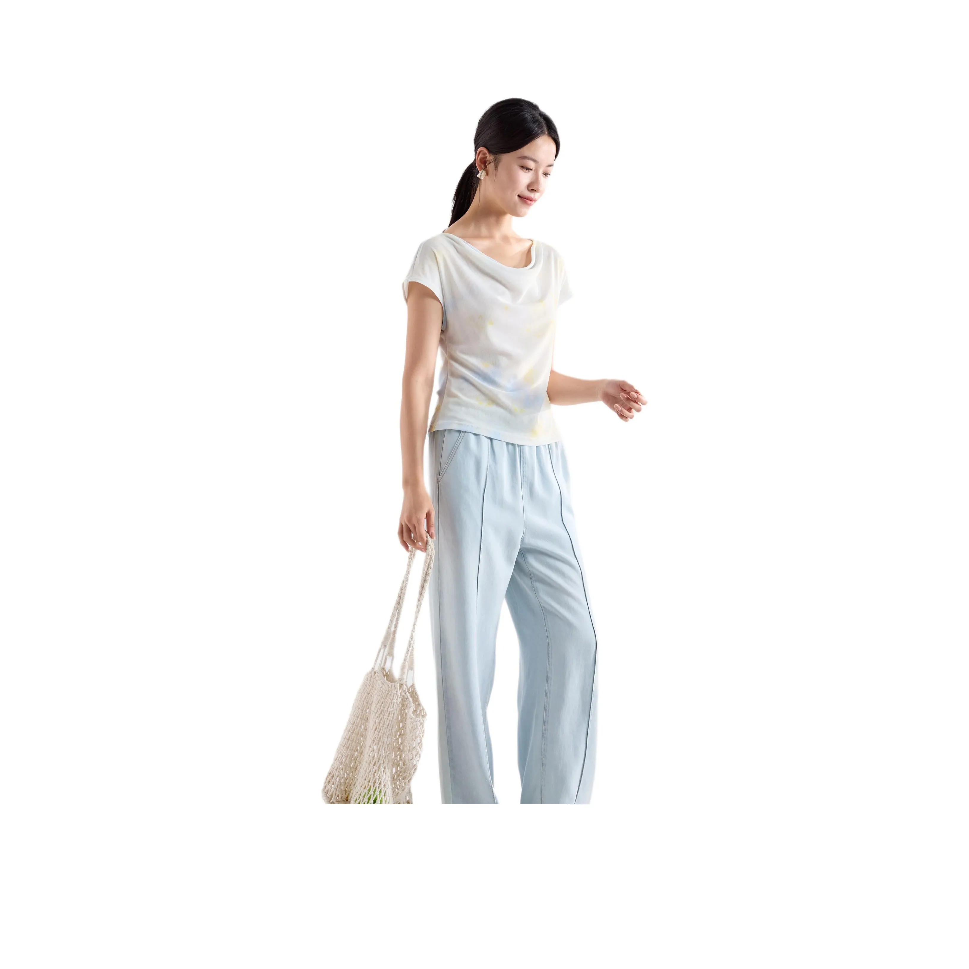 IHIMI Смешанная синяя/желтая женская футболка