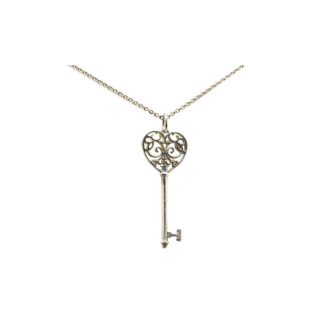 TIFFANY & CO. 21st Century Sterling Silver Enchant Heart Key Pendant Necklace