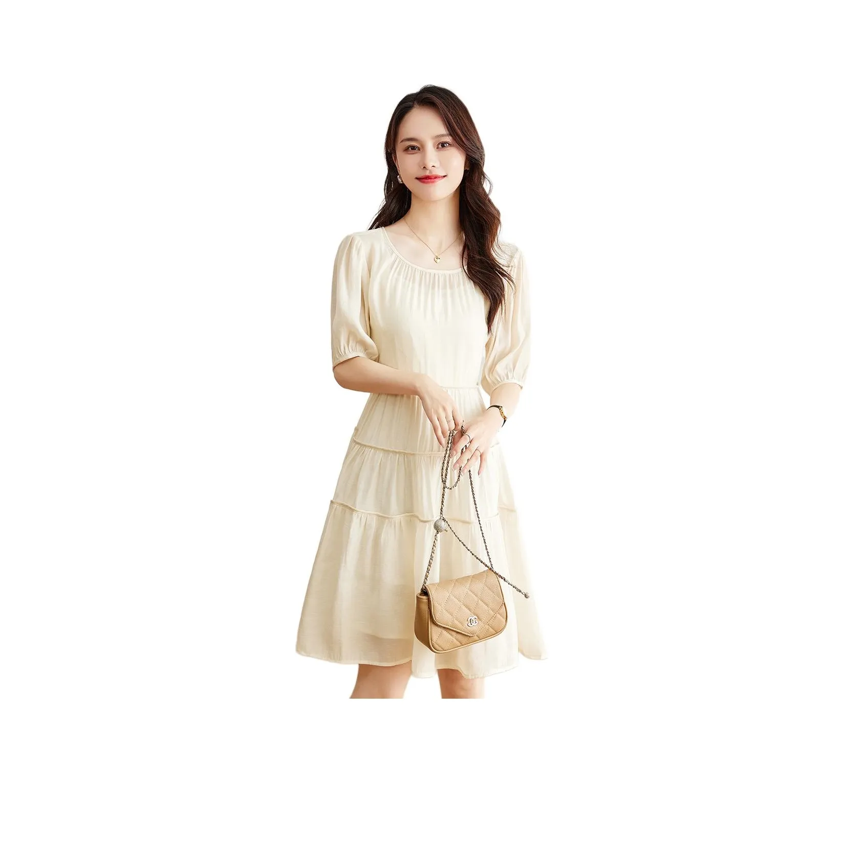 Emodues Short Sleeved Dress Women's Champagne