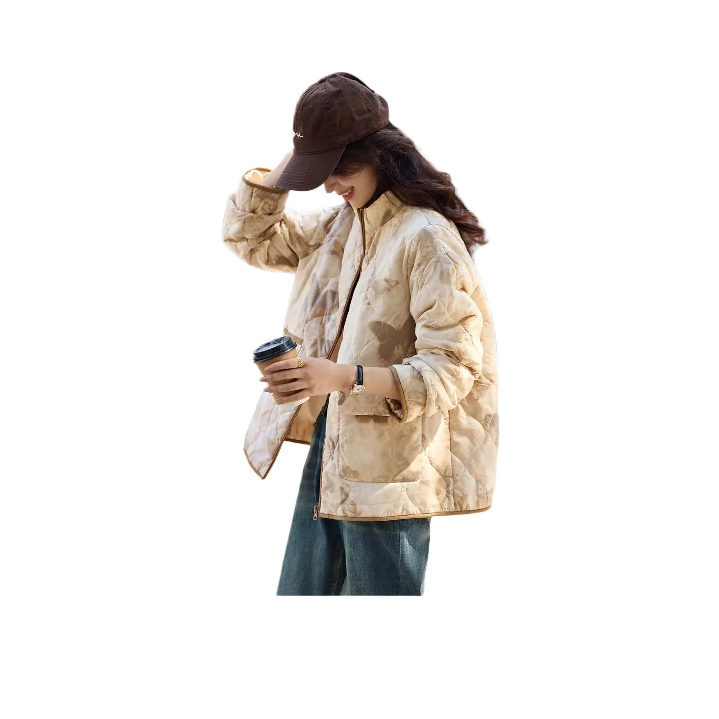 Mo Han Yi Mei Хлопковый пуховик Женский Смешанный Бежевый