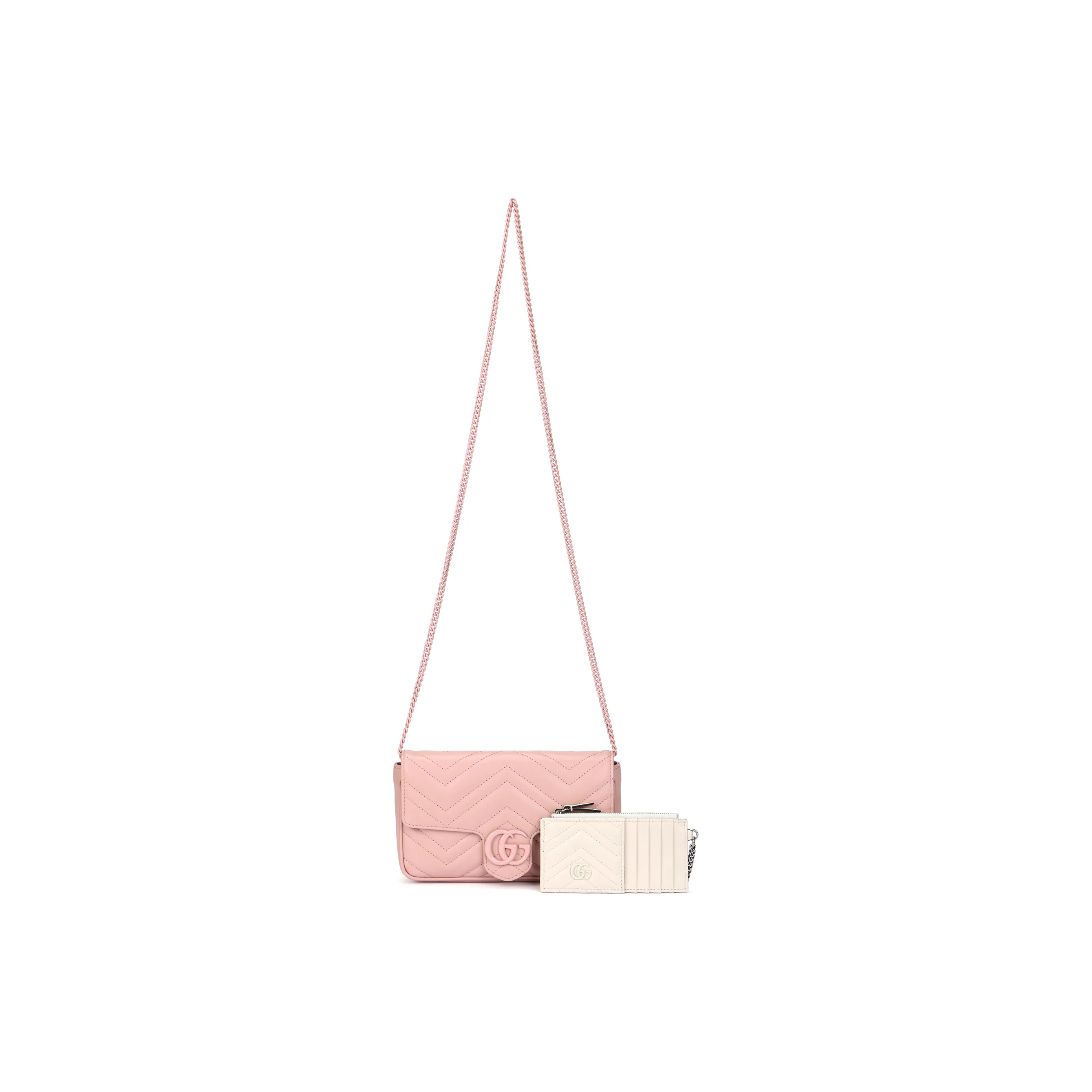 GUCCI GG Marmont Leather Shoulder Bag, Crossbody Bag Mini Women's Light Pink & Beige