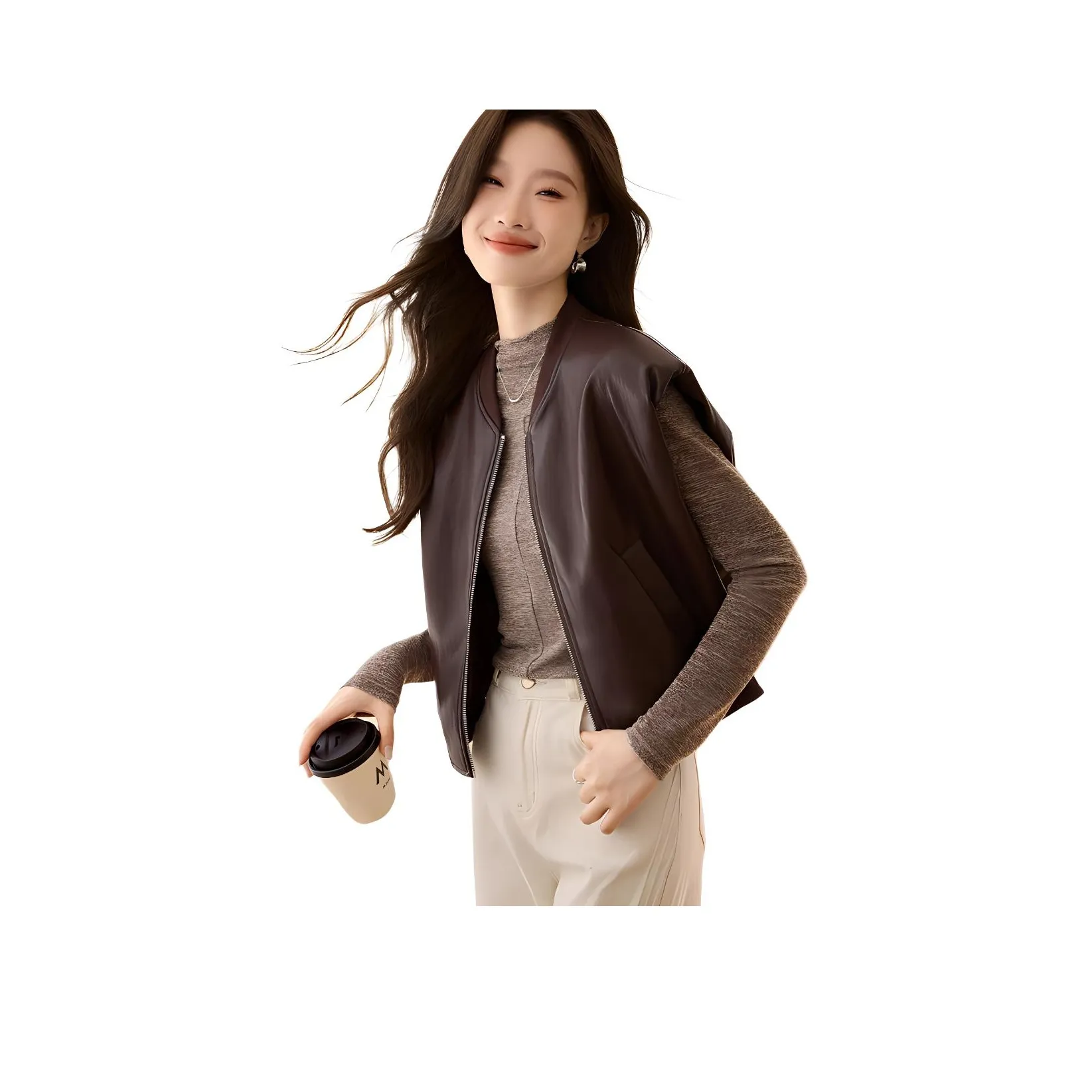 Mo Han Yi Mei Жилет Женские Шоколад