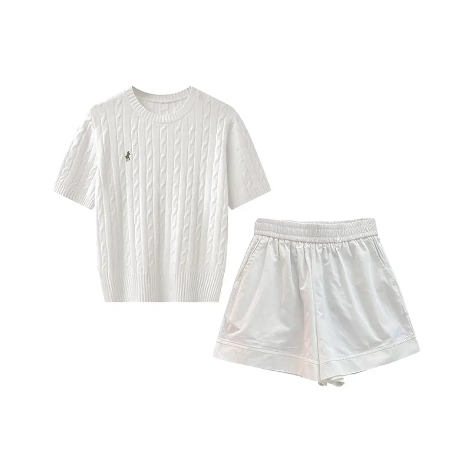 MARIE·COCO Белый топ + шорты, женские повседневные костюмы