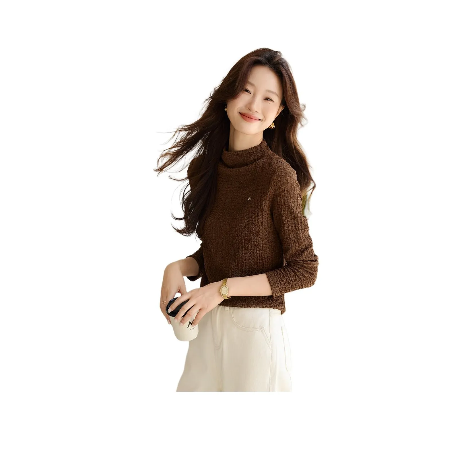 Mo Han Yi Mei Трикотаж Женский Темно-Кофейный