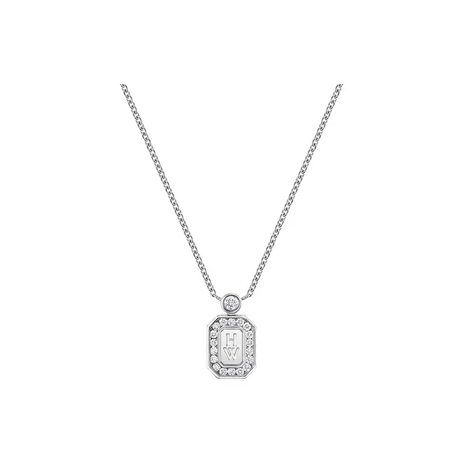 HARRY WINSTON HW Logo Platinum Necklaces Women's