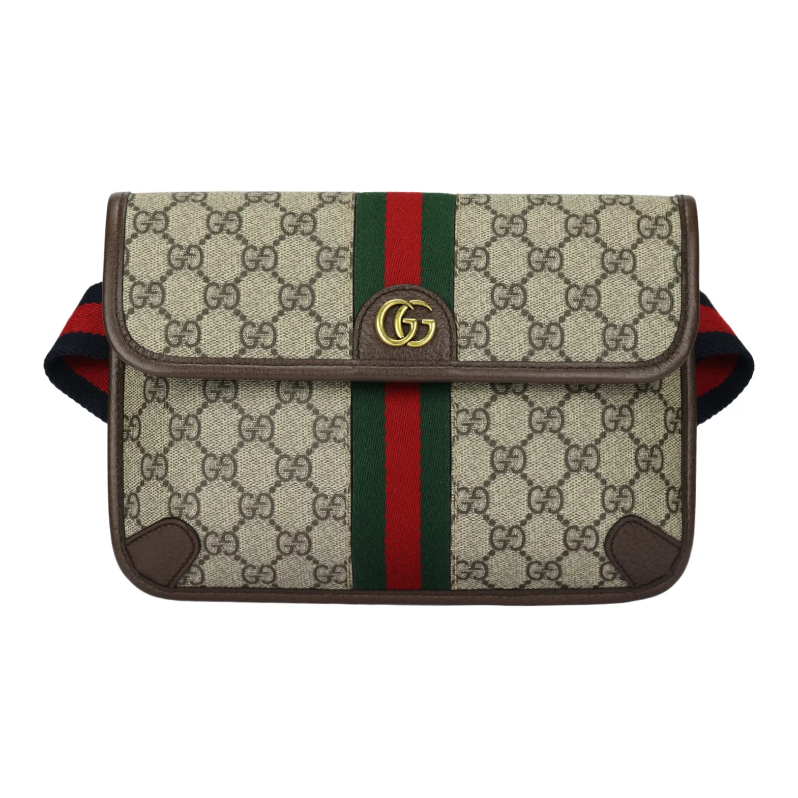 GUCCI Canvas With Leather Sling Bags One Shoulder Crossbody Fanny Pack Small Size Women's Brown/Ebony