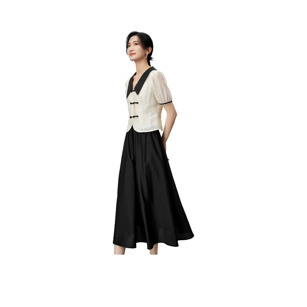 SENTUBILA Two Piece Skirt Sets Women's Apricot & Black