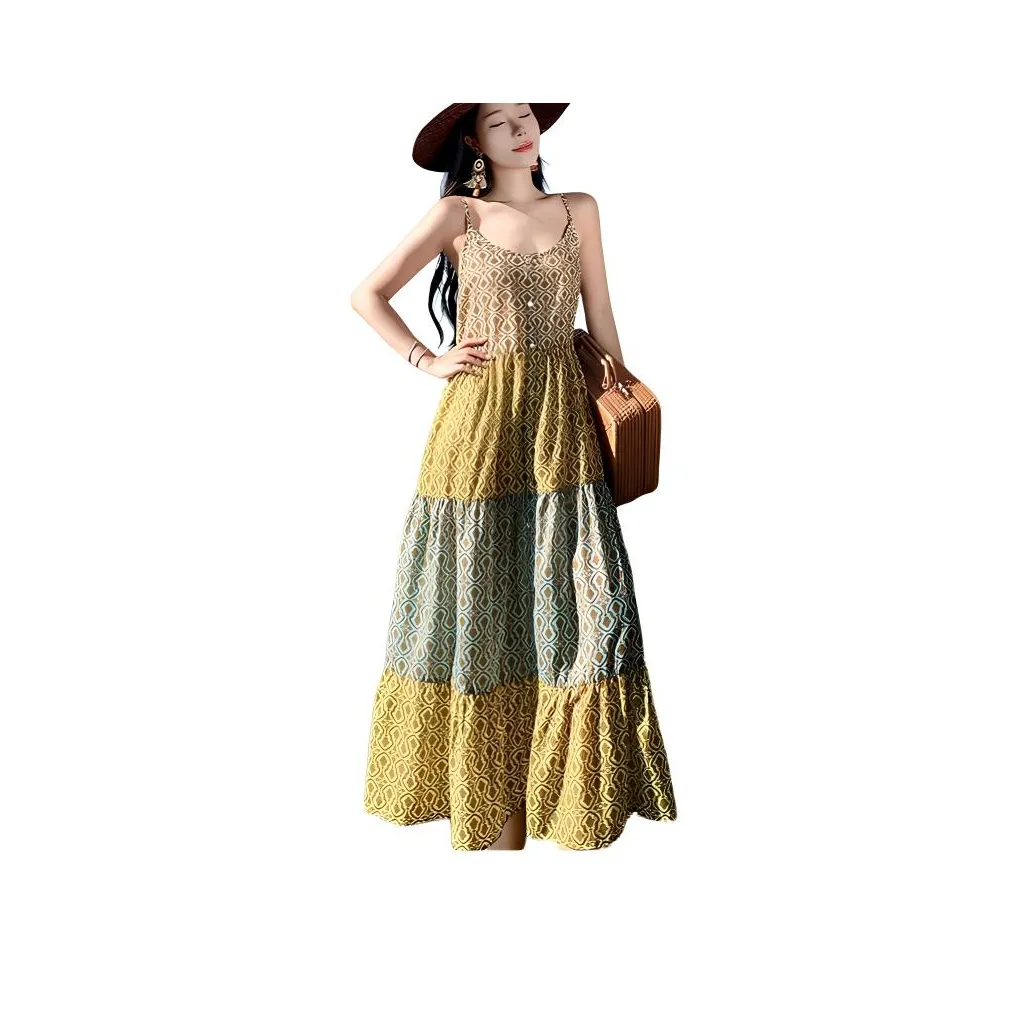 DOSOHEB Slip Dresses Women's Yellow