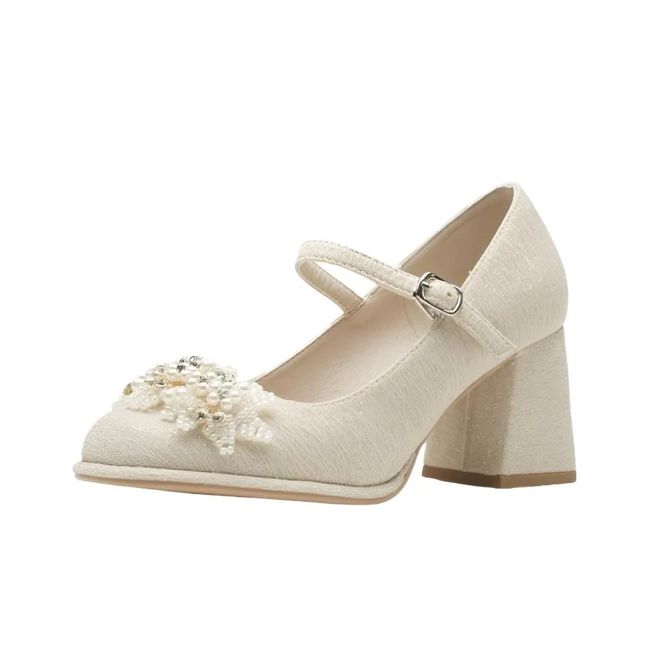 CPXO Грубый каблук Туфли Мэри Джейн Женские Шампанское