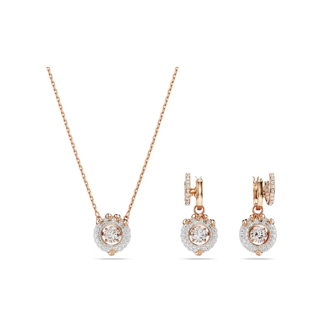 Swarovski Cubic Zirconia Faux Crystal Rose Gold-Tone Plated Necklaces Women's Rose Gold
