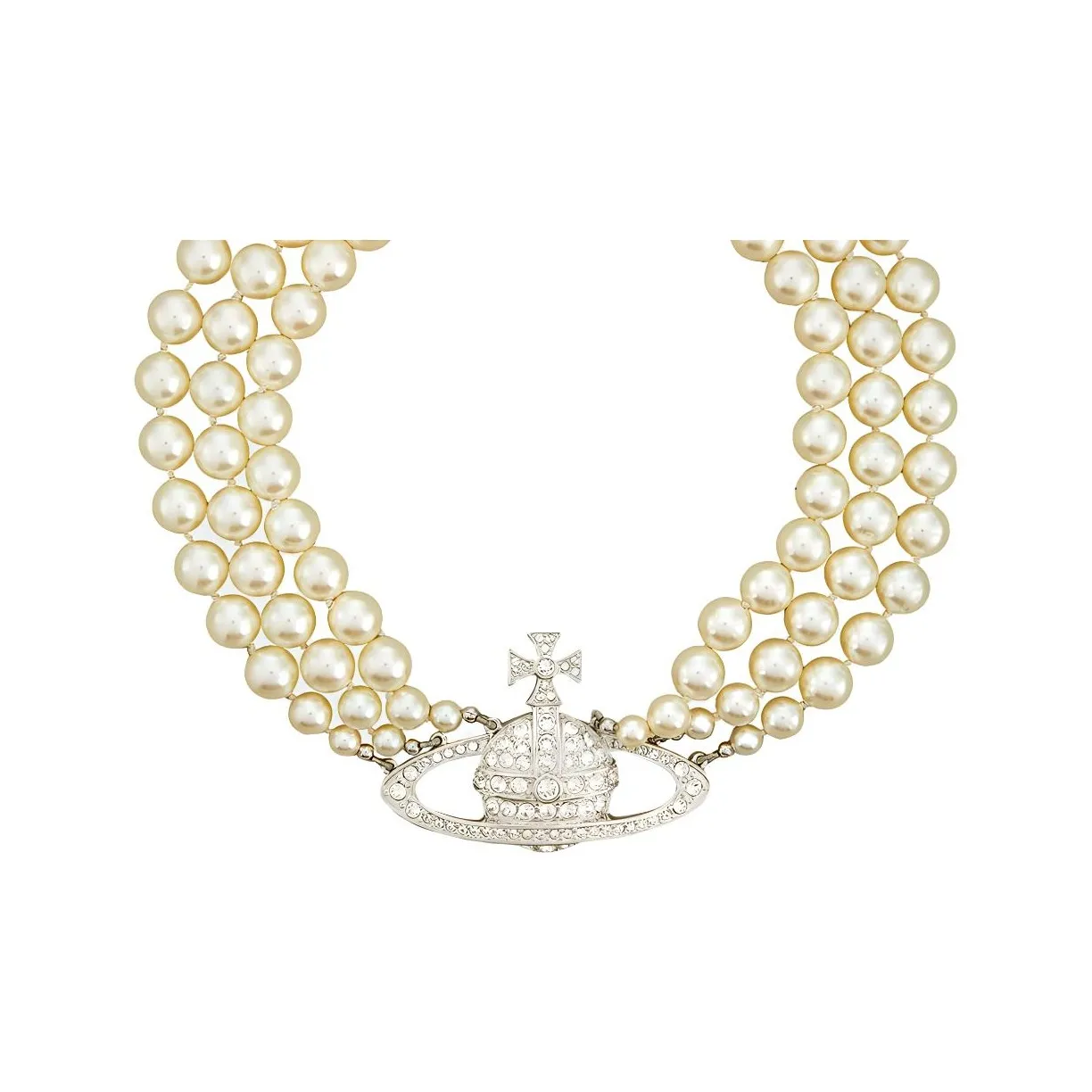 Vivienne Westwood Choker Three Row Pearl Bas Relief