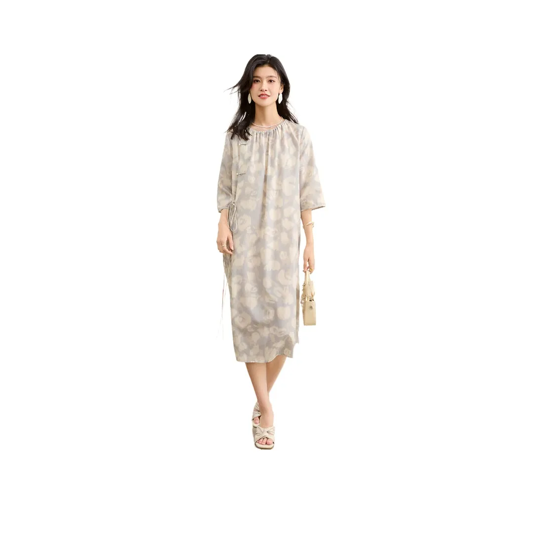 JINJU Long-Sleeved Dresses Women's Beige Blue