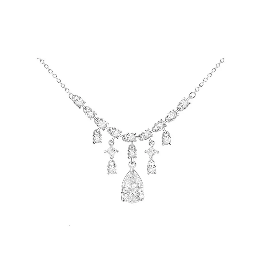 SHARK BABY Циркон Ключица Цепочка Ожерелье Женское Серебро Белый Лунный свет