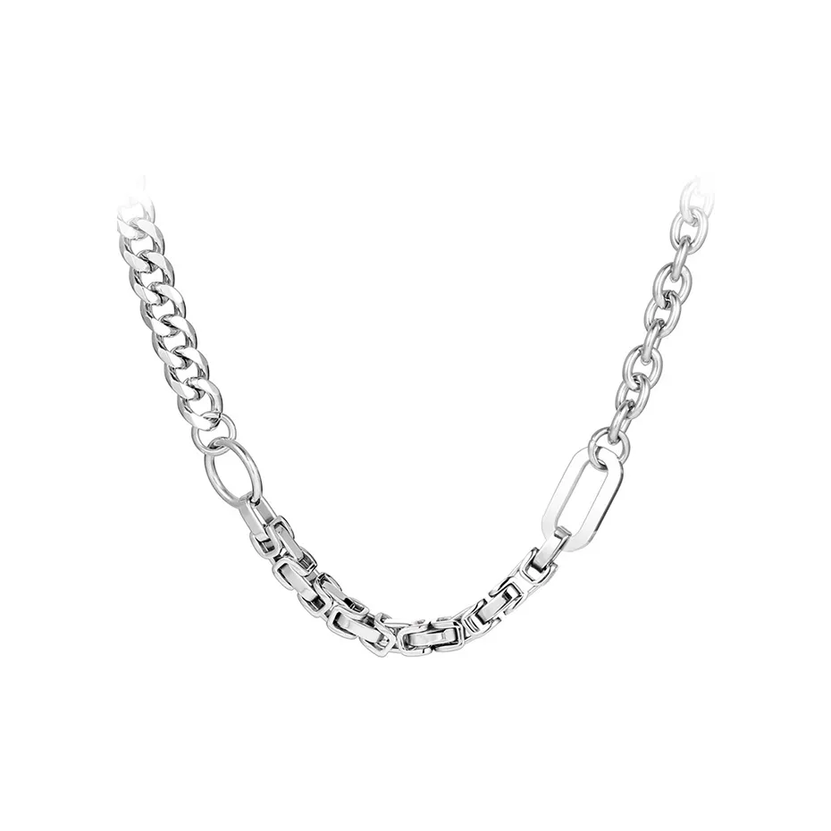 AKAK Титановые стальные ожерелья унисекс серебряные