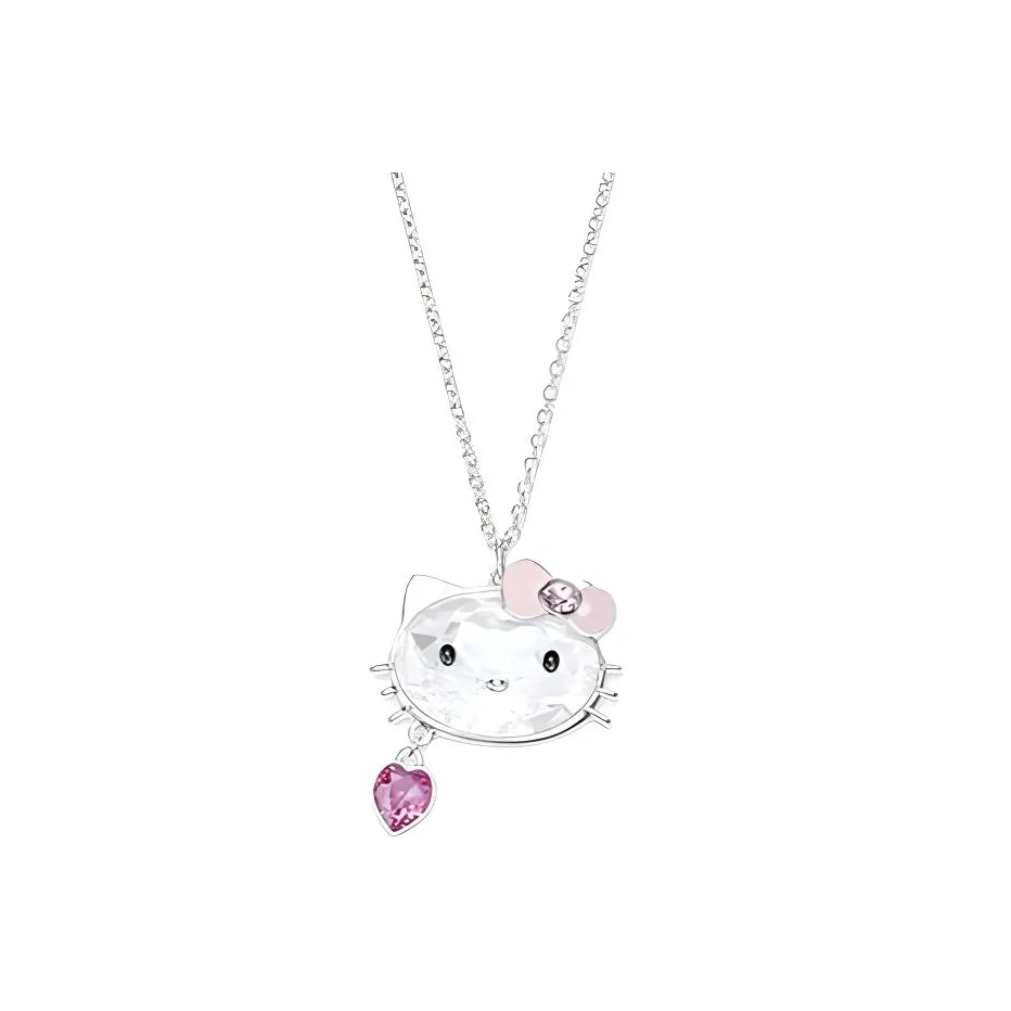 Swarovski Hello Kitty с золотым покрытием сплав кристалл Swarovski ожерелья унисекс серебро