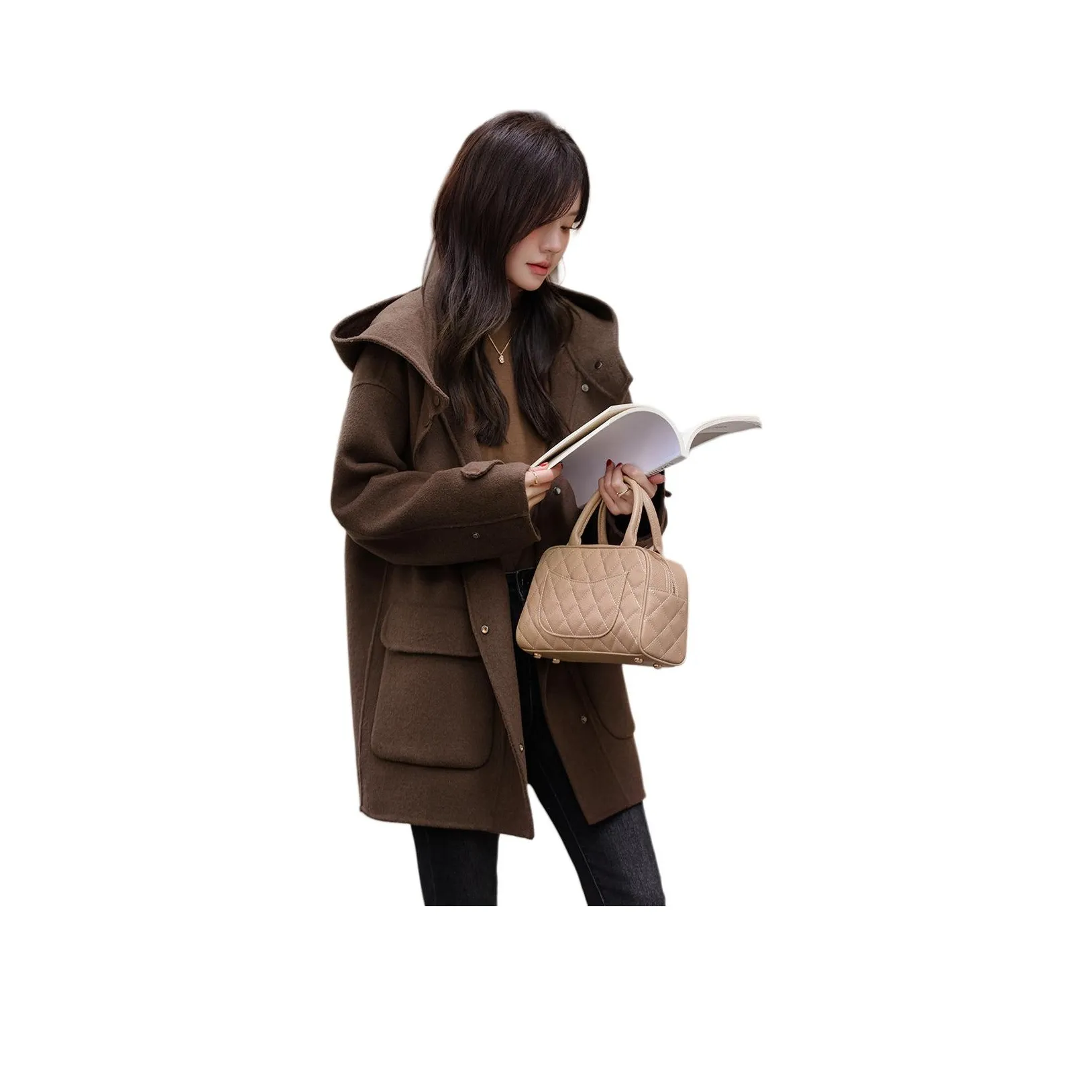 Mo Han Yi Mei Пальто Женское Звезда Медный Кофе