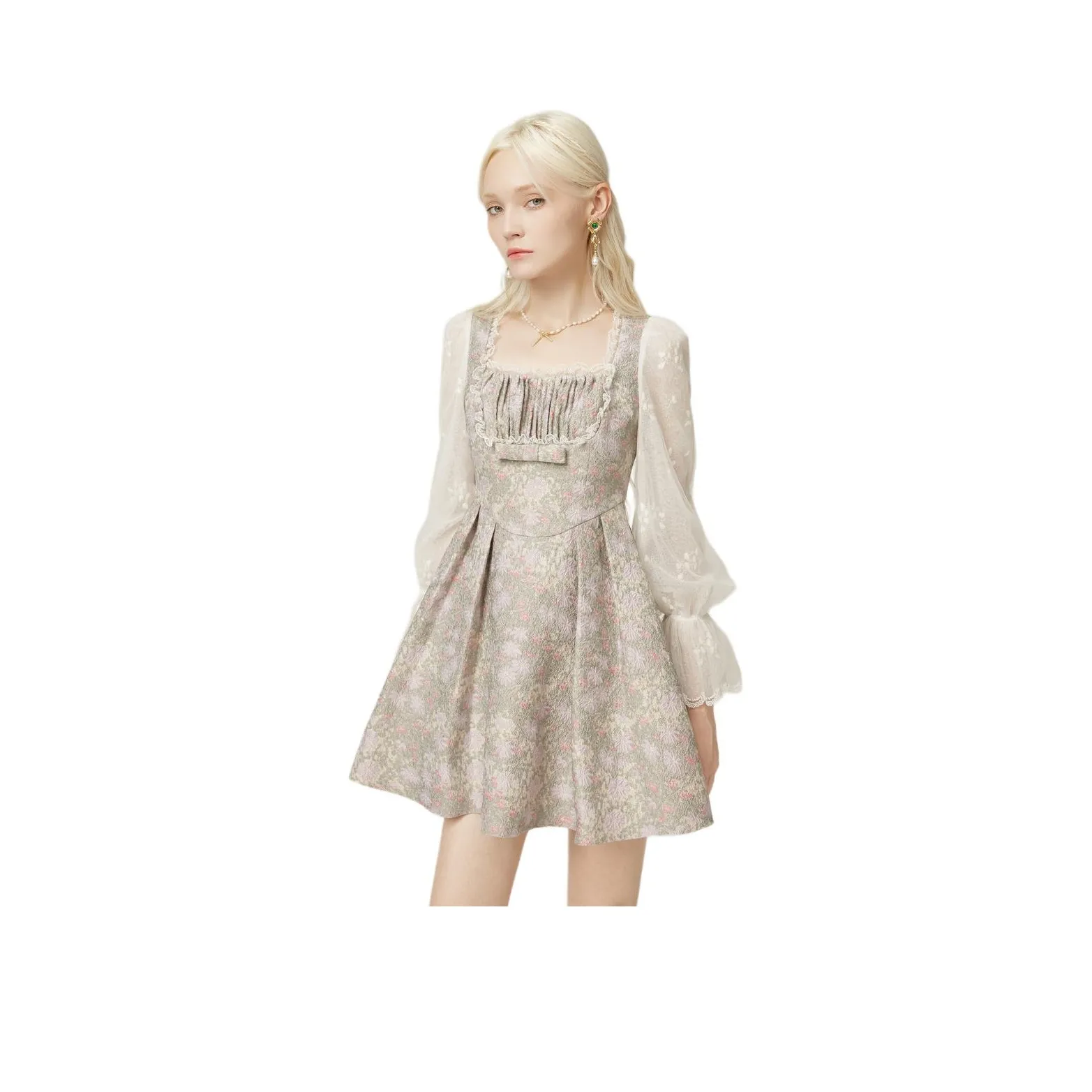 JORYAweekend Длинное платье с длинными рукавами женское оливково-зеленый