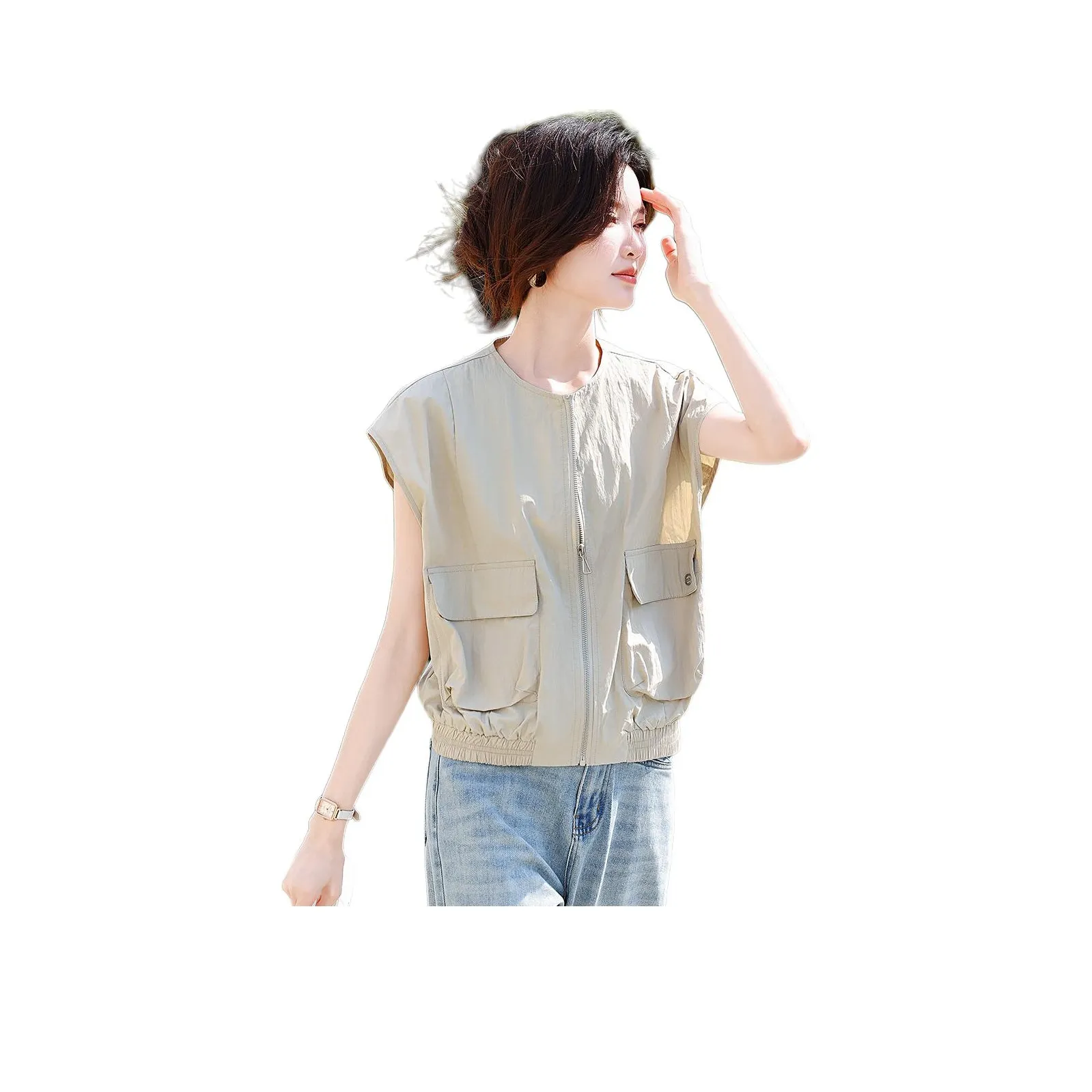 ZHUSHIFANGYUAN Бежевые Женские Жилеты